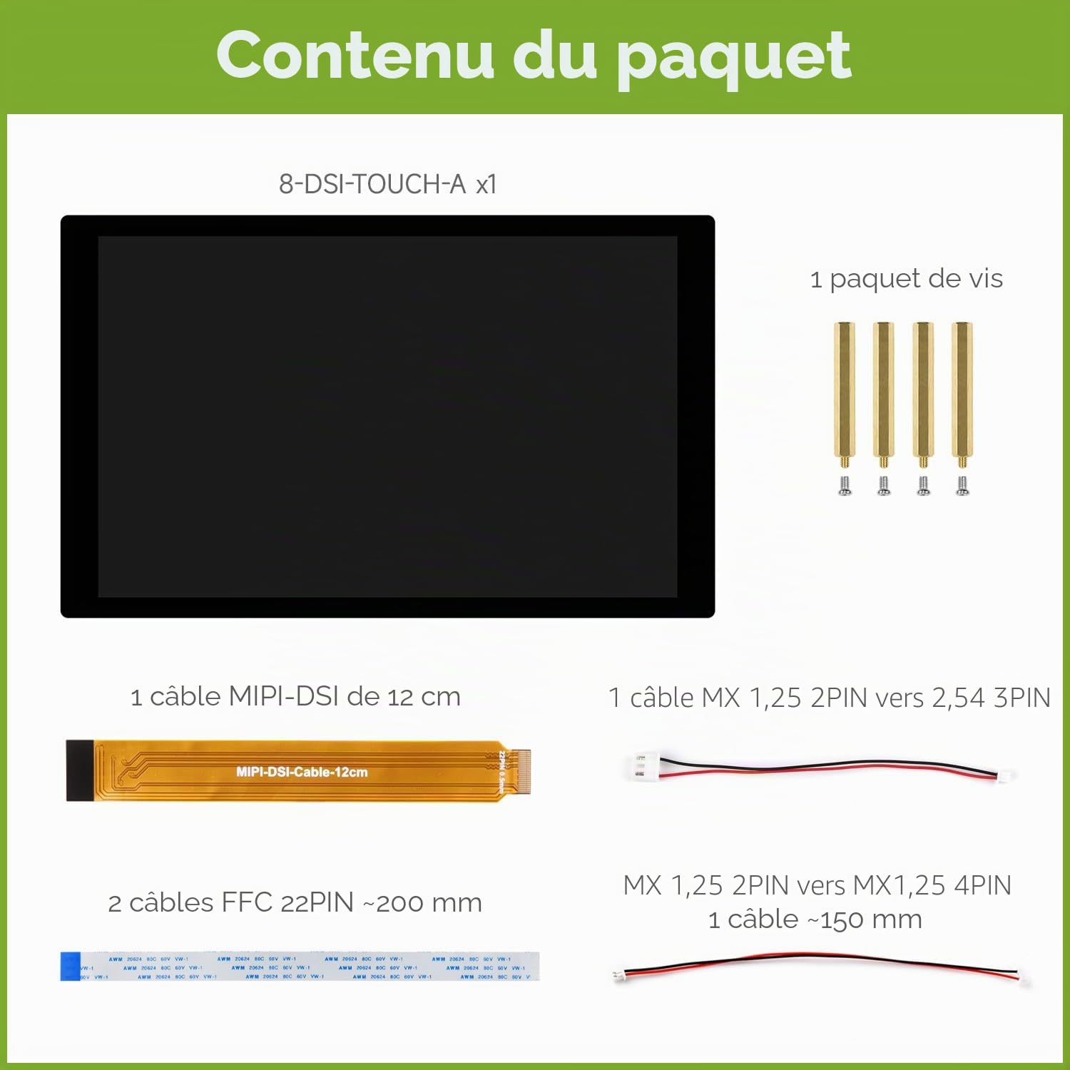 Waveshare 8inch DSI Capacitive Touch Display, Compatible with Raspberry Pi 5/4B/3B/CM3/3+/4, 800x1280, IPS Panel, Optical Bonding Toughened Glass Panel, 10-Point Touch