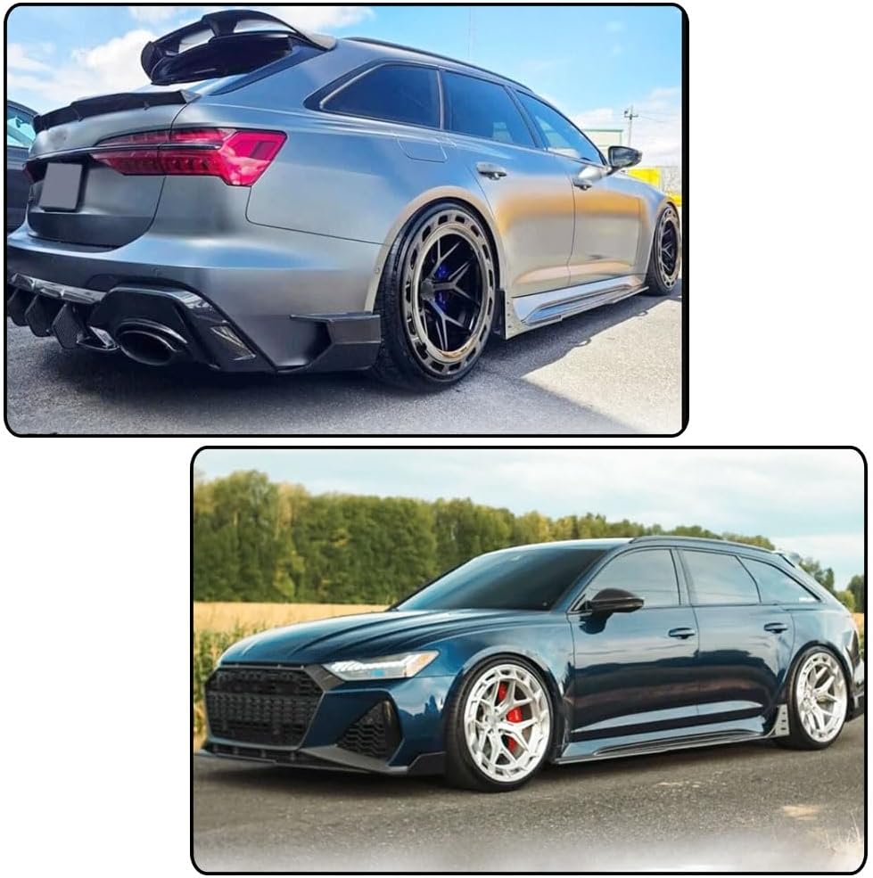 RS6 Dry Carbon Fiber Side Skirts Extension Compatible with Audi RS6 RS7 C8 Avant 2019-2024 Aerodynamic Underbody Guard Gloss Finish, Lightweight