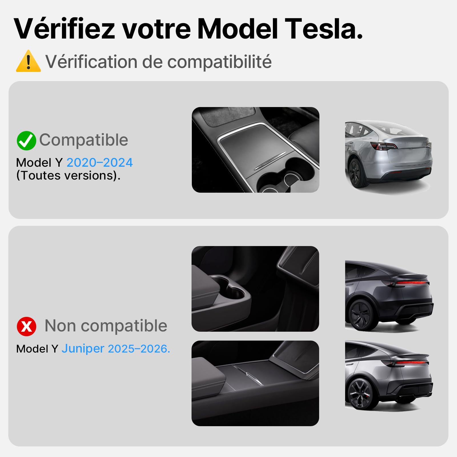 Balais d'Essuie-Glace en Silicone 26/20" 650mm/500mm pour Tesla Model Y 2020-2026 (Sauf Juniper Fabrication Allemande) Lames de Remplacement Pare-Brise Accessoires (Lot de 2) Top Lock