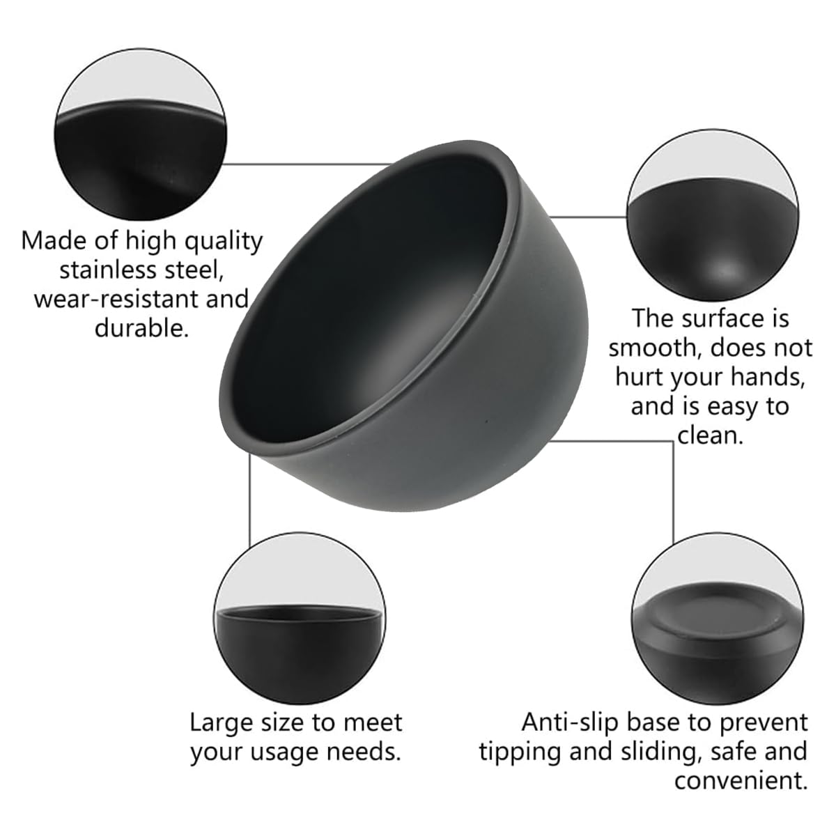 Kiuiom Cuenco para Crema Afeitar Acero Inoxidable,Tazón Espuma Afeitar,Bandeja de Espuma de Afeitar,Taza de Afeitar,para Afeitado Húmedo,Taza Jabón Afeitar Duradera para Hombres,Negra Calibre 81mm