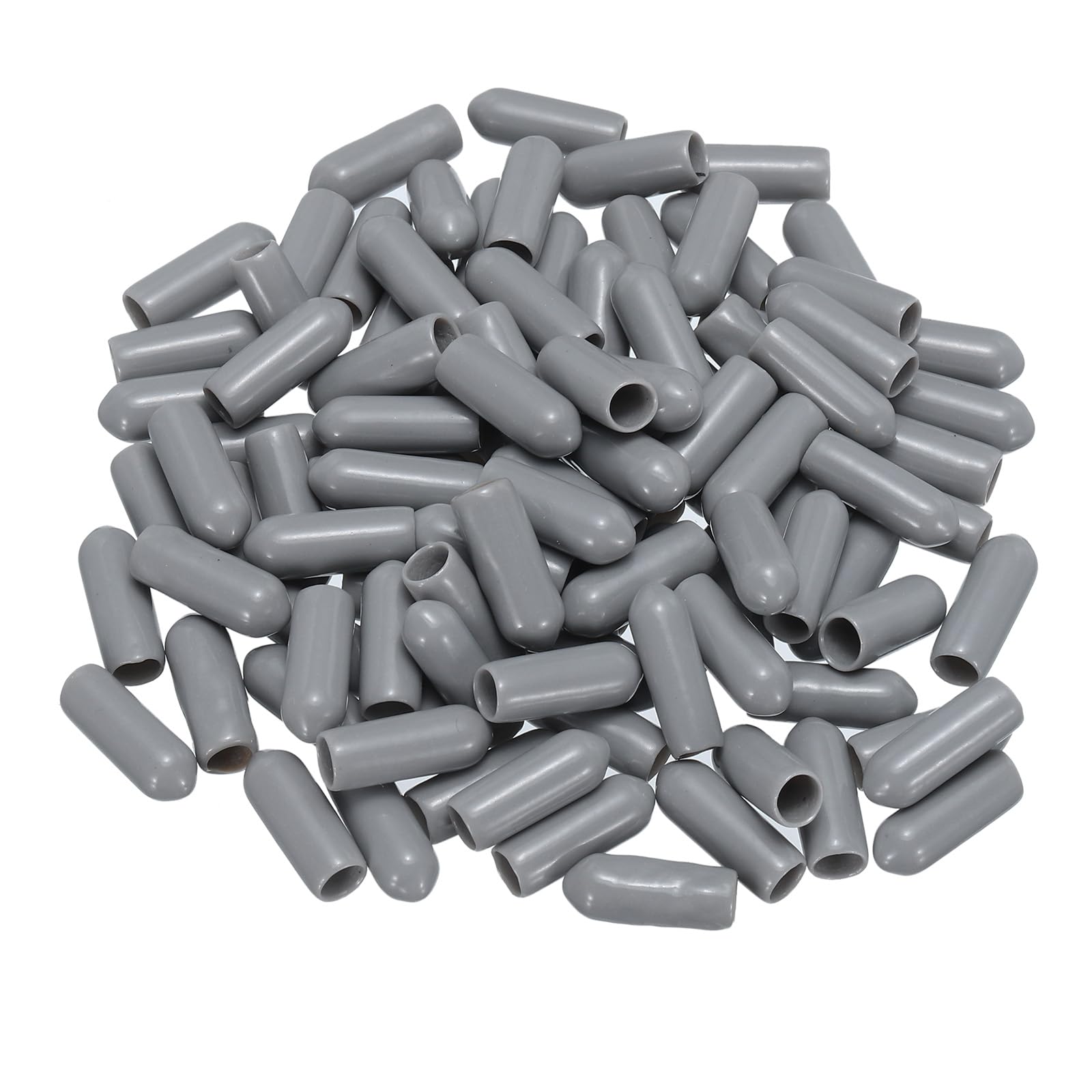 uxcell 100pcs Rubber End Caps 5mm(3/16") ID Vinyl PVC Round Tube Bolt Cap Cover Screw Thread Protectors Grey