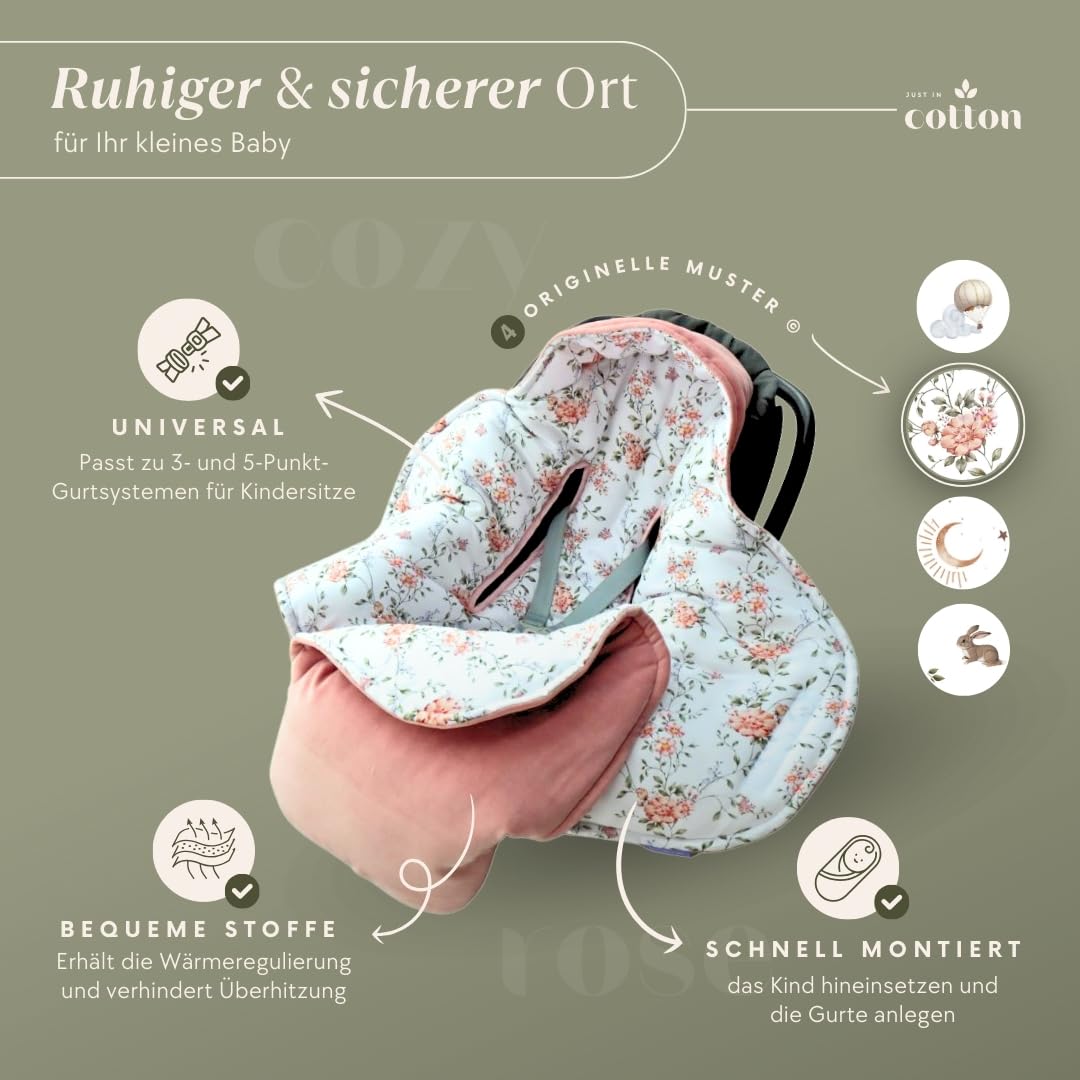 Einschlagdecke Babyschale Kinderwagen Velours Bambus Decke Autositz Kindersitz Babydecke Buggy Ganzjahresdecke Neugeborenen Kleinkinder Cozy Rose