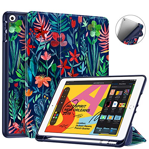 Fintie SlimShell Case for New iPad 7th Generation 10.2 Inch 2019 with Built-in Pencil Holder - Smart Stand Soft TPU Back Cover, Auto Wake/Sleep for iPad 10.2