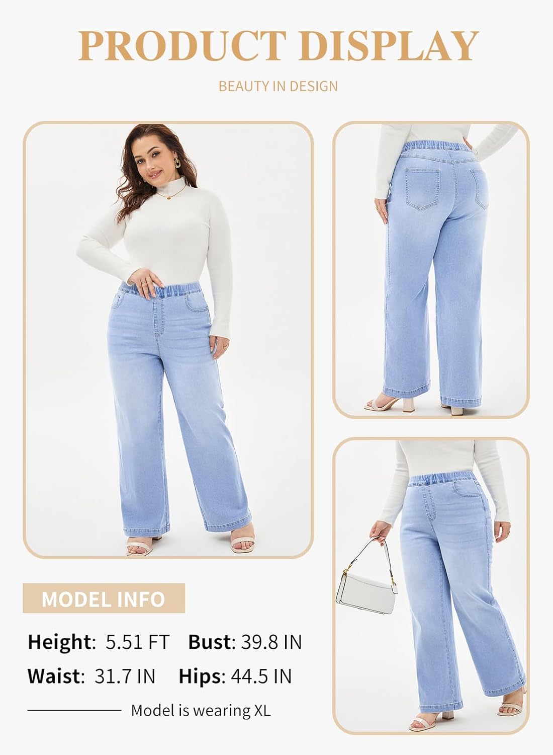 Eytino Womens Plus Size Jeans Straight Leg High Waisted Stretchy Denim Pull On Pants with Pockets(1X-5X) - Image 3