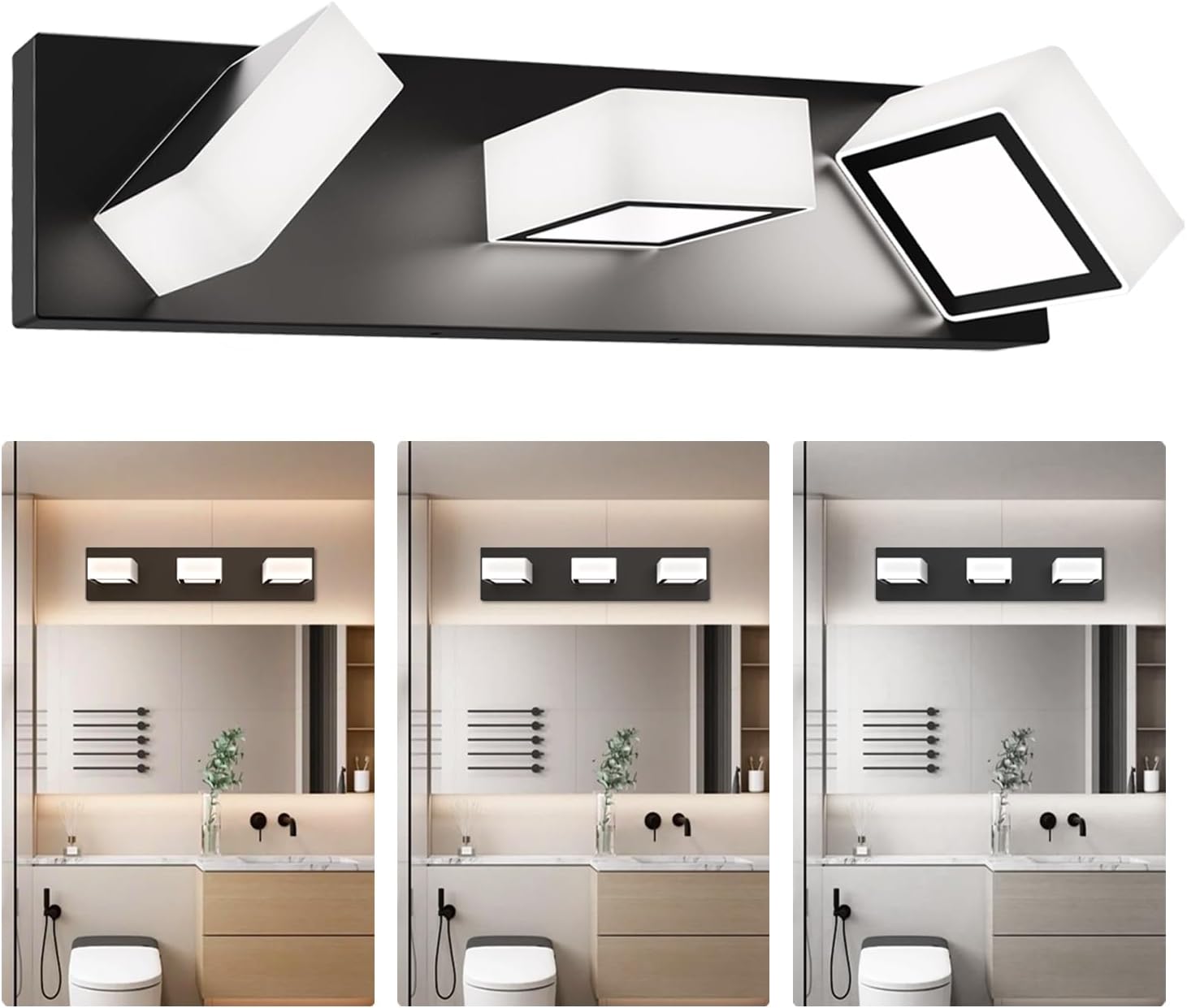 ZBLUXBZ Modern LED Bathroom Vanity Light Fixtures Over Mirror - 3 Color ...