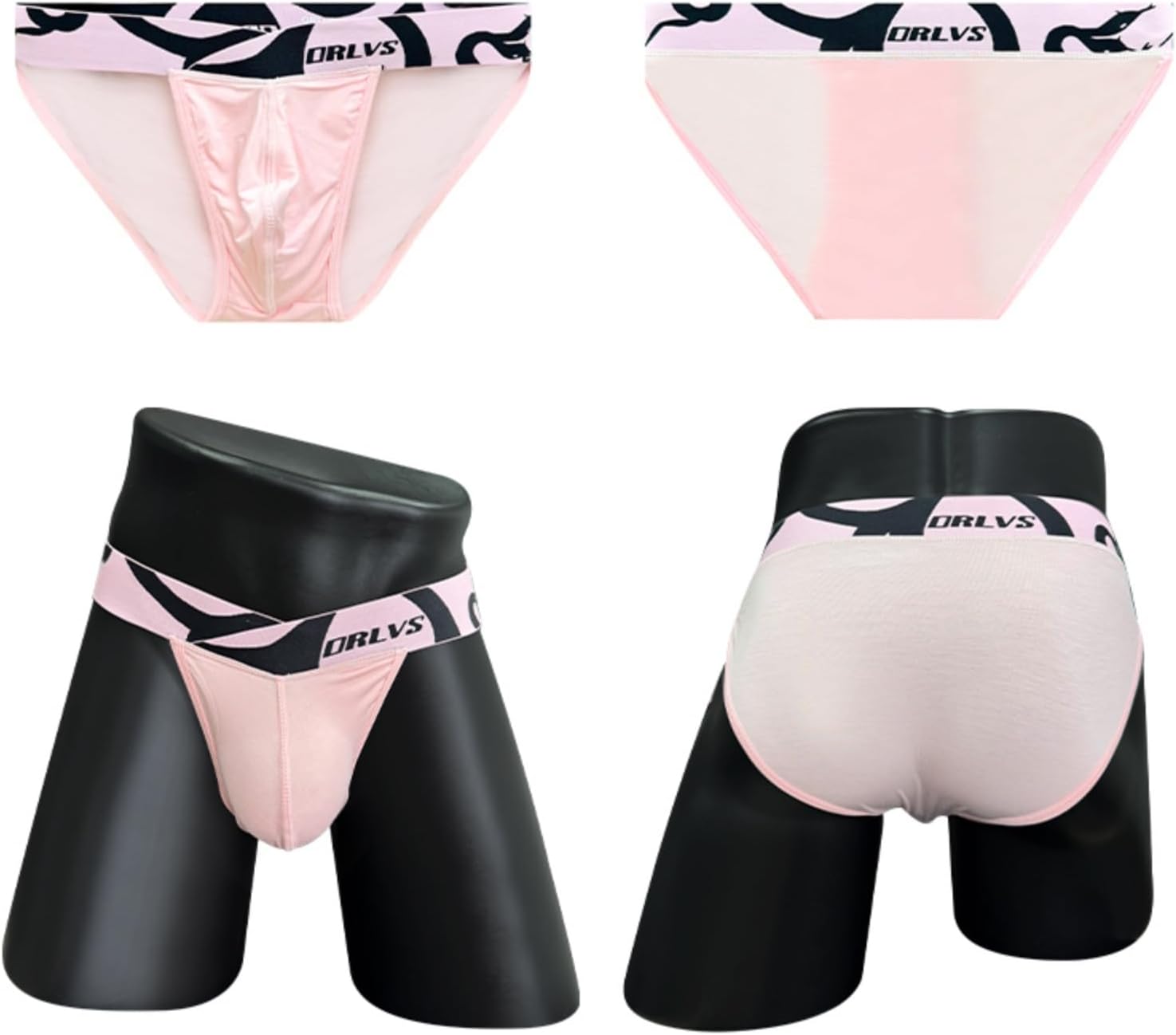 Men's High Cut Triangle Pants Made of Modal and Spandex Blend Fabric in 3 Colors (Black/Red/Pink)