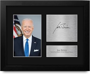 HWC Trading US President Joe Biden Autograph USL Framed Signed Reproduction Printed Print Photo Picture Display for Patriotic Americans - US Letter Size