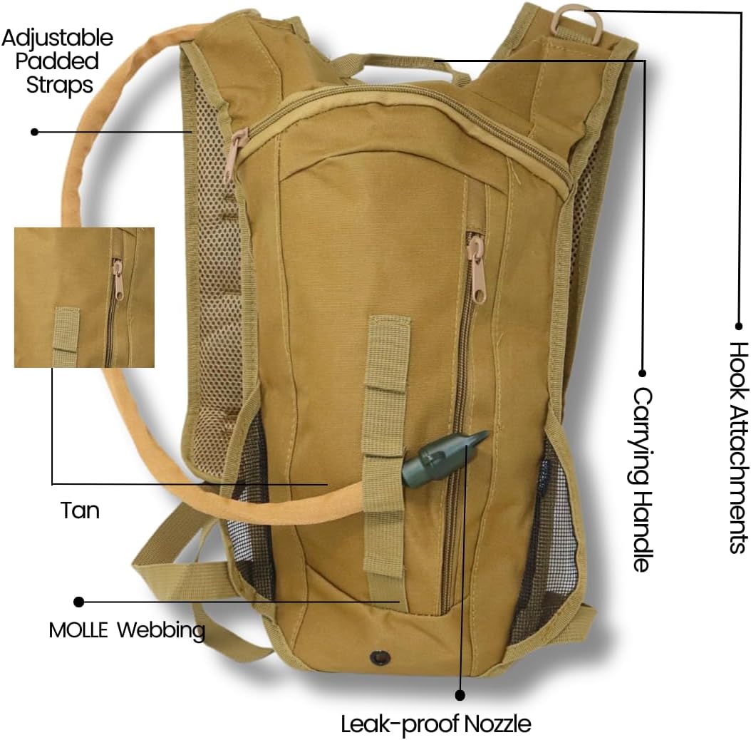 M MCGUIRE GEAR Hydration Backpack, Multi-Pocket Hiking Backpack with Hydration Bladder, Water-Resistant Nylon Water Bladder for Running, Cycling, and Biking, 3L/100 oz.