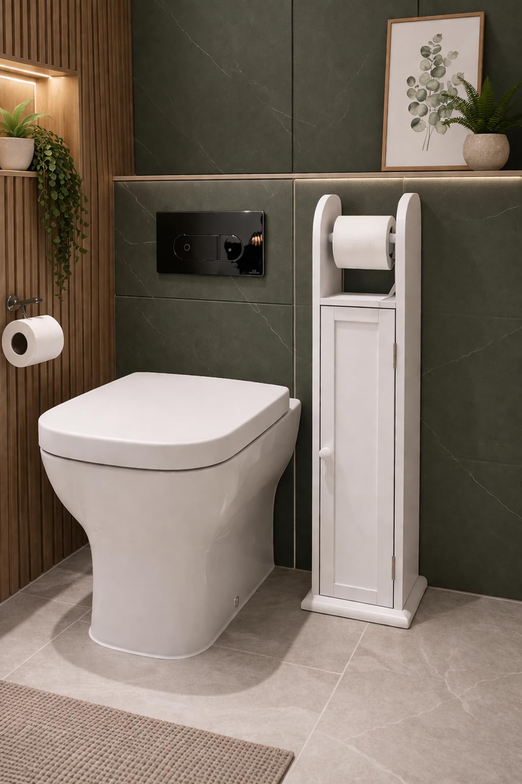 Spot On Dealz Wooden Toilet Roll Holder Bathroom Cabinet Free Standing Cupboard Paper Storage Box from B&Q