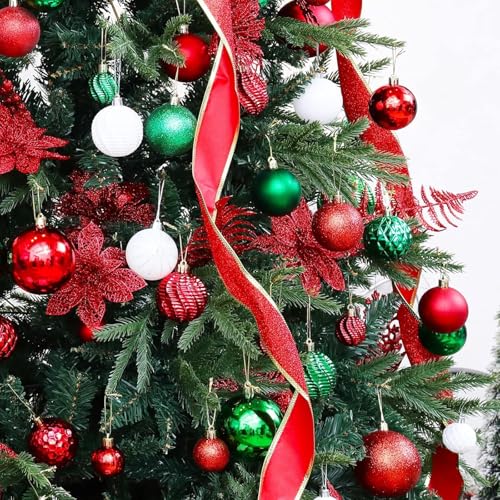 Christmas Balls Ornaments -36pcs Shatterproof Christmas Tree Decorations with Hanging Loop for Xmas Tree Wedding Holiday Party Home Decor,6 Styles in 3 Sizes(Red) - image 7
