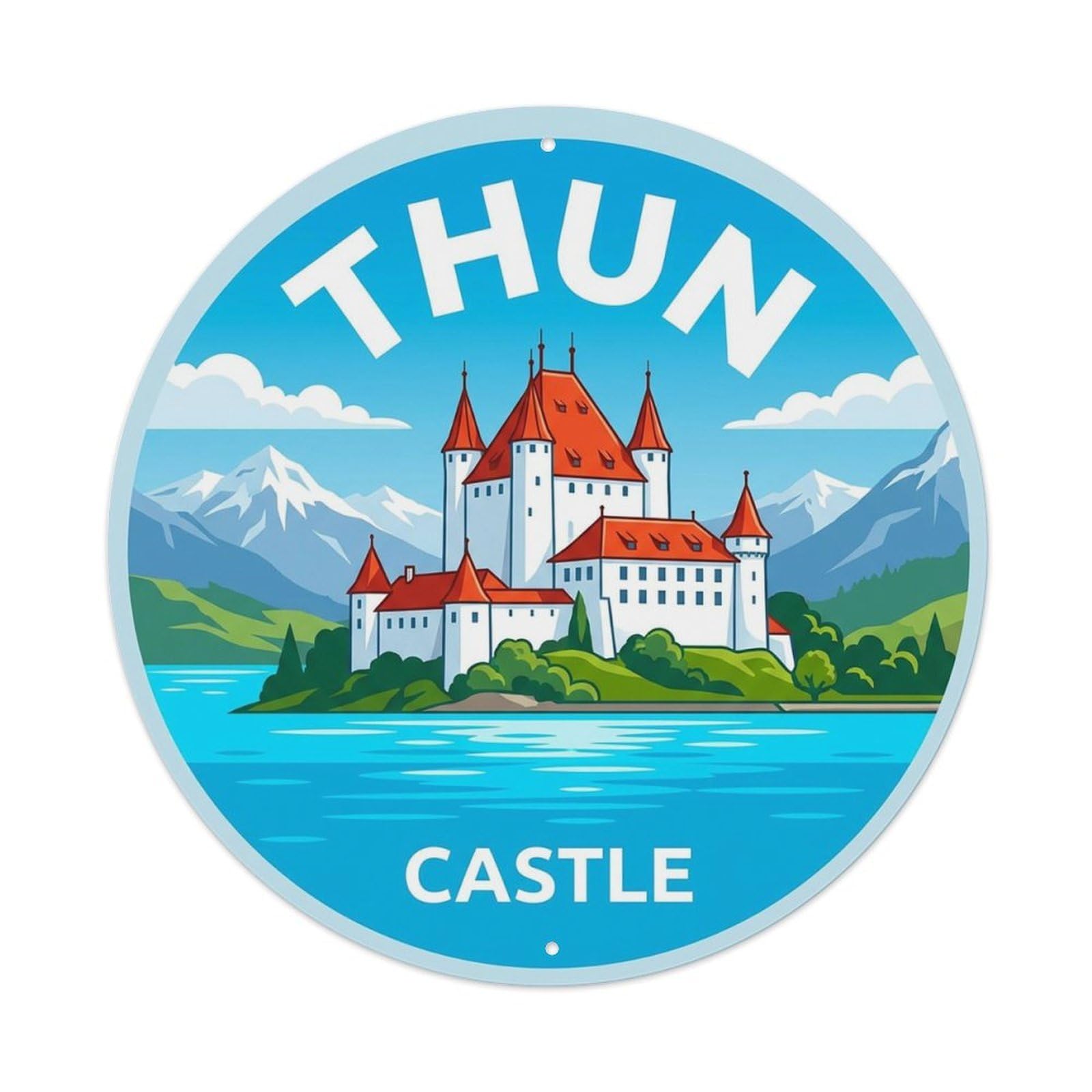 Vintage Travel Switzerland Thun Vintage Metal Tin Sign Plaque Wall Decor for Cafe, Club Bar, Office, Garden Metal Poster 8x8Inch