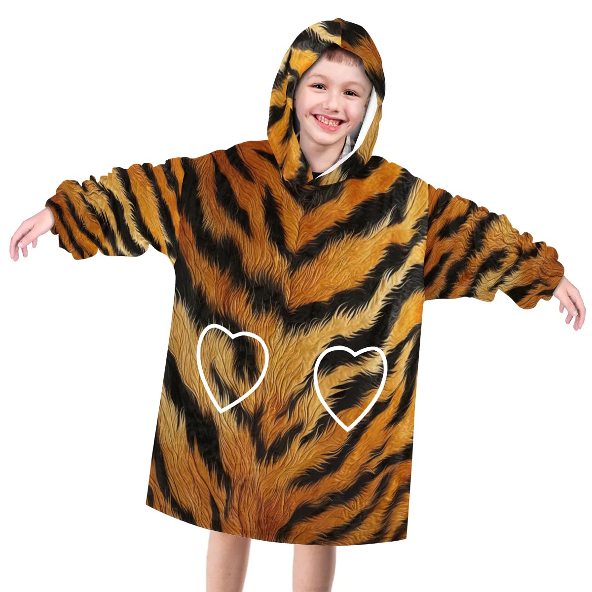 Wearable Blanket Hoodie for Kids, Classic Leopard Print Fleece Sweatshirt Blanket Oversized Blanket Sweatshirt with Pocket Flannel Warm Hooded Blanket 6-10 Year Old Girl Boy Gift, One Size