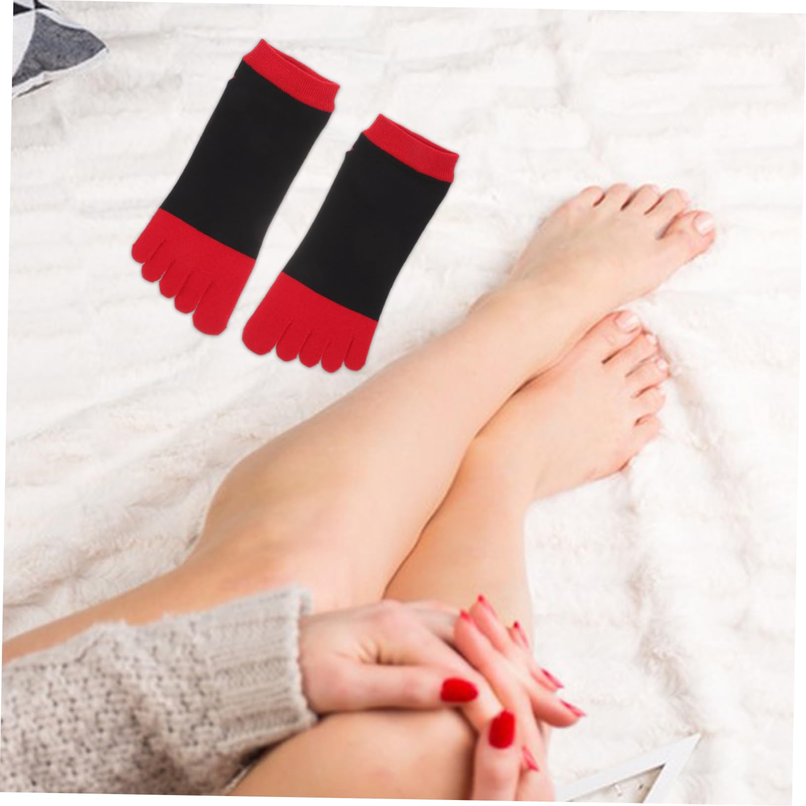 BESPORTBLE 1 Pair Toe Separator Socks for Women Full Toe Socks Breathable Cotton Ankle Length Fashionable Pattern