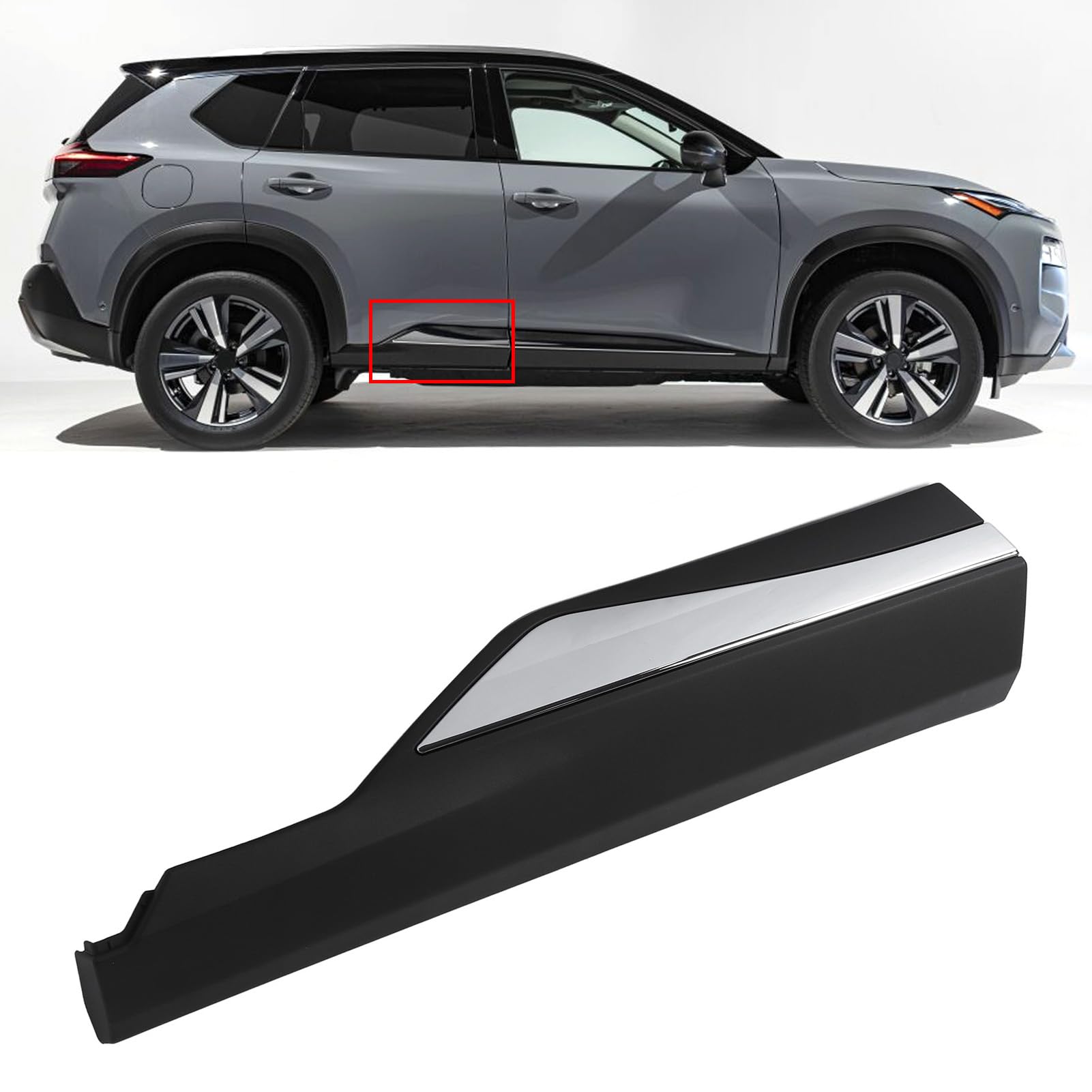 Embellecedor Inferior de Puerta Cromada Trasera Derecha, Diseño Elegante, Guarnición Protectora para Rogue 2021-2023, Material ABS, 1 Pieza
