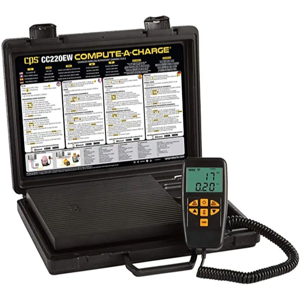 CPS CC220EW Compute-A-Charge 220lb/100kg Semi-Programmable Compact Refrigerant Scale, Bluetooth