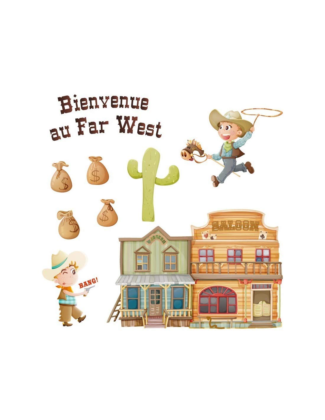 Sticker frise du Far West pour relooker une salle de jeux de cow-boy