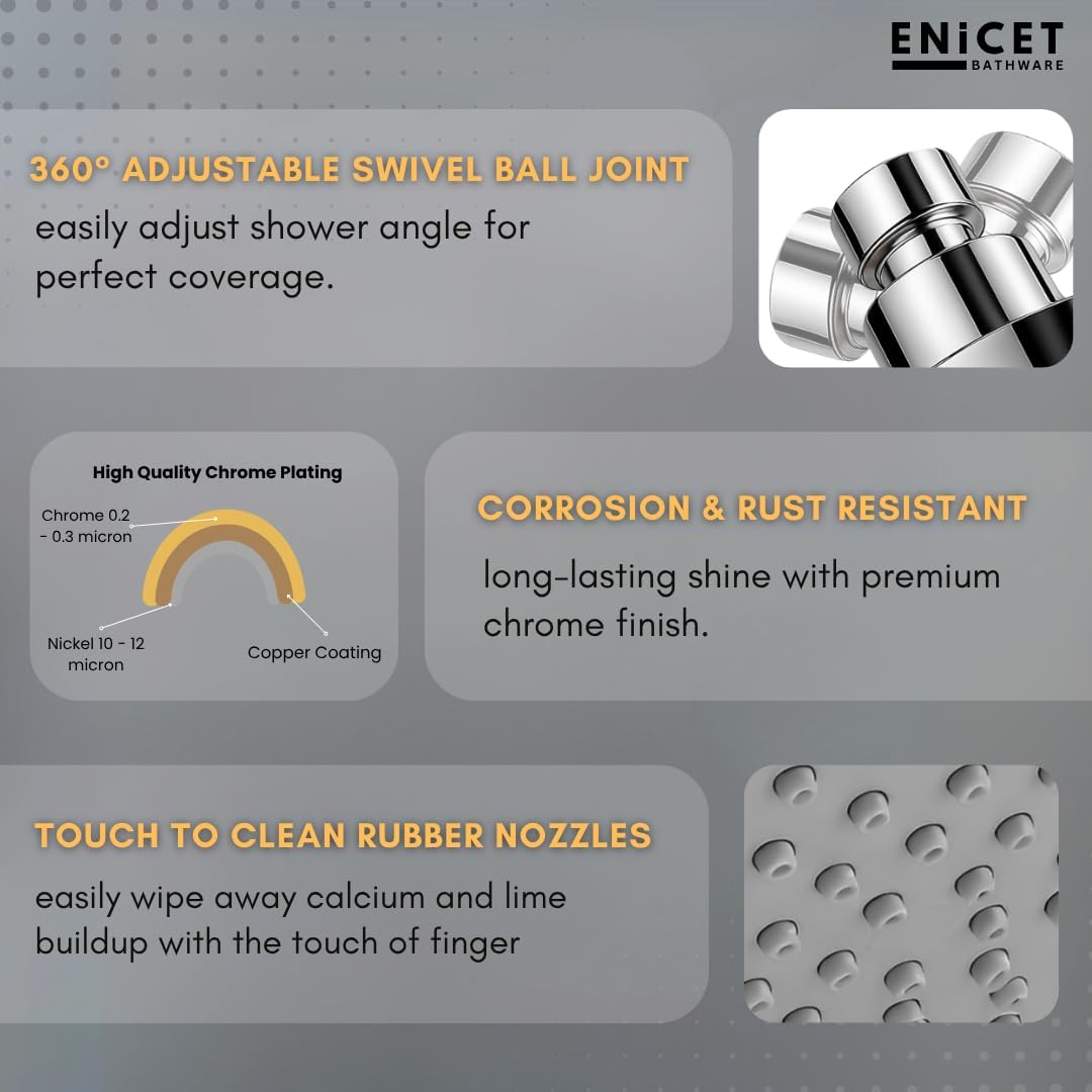ENICET 3-in-1 Wall Mixer - Shower & Hand Shower -4