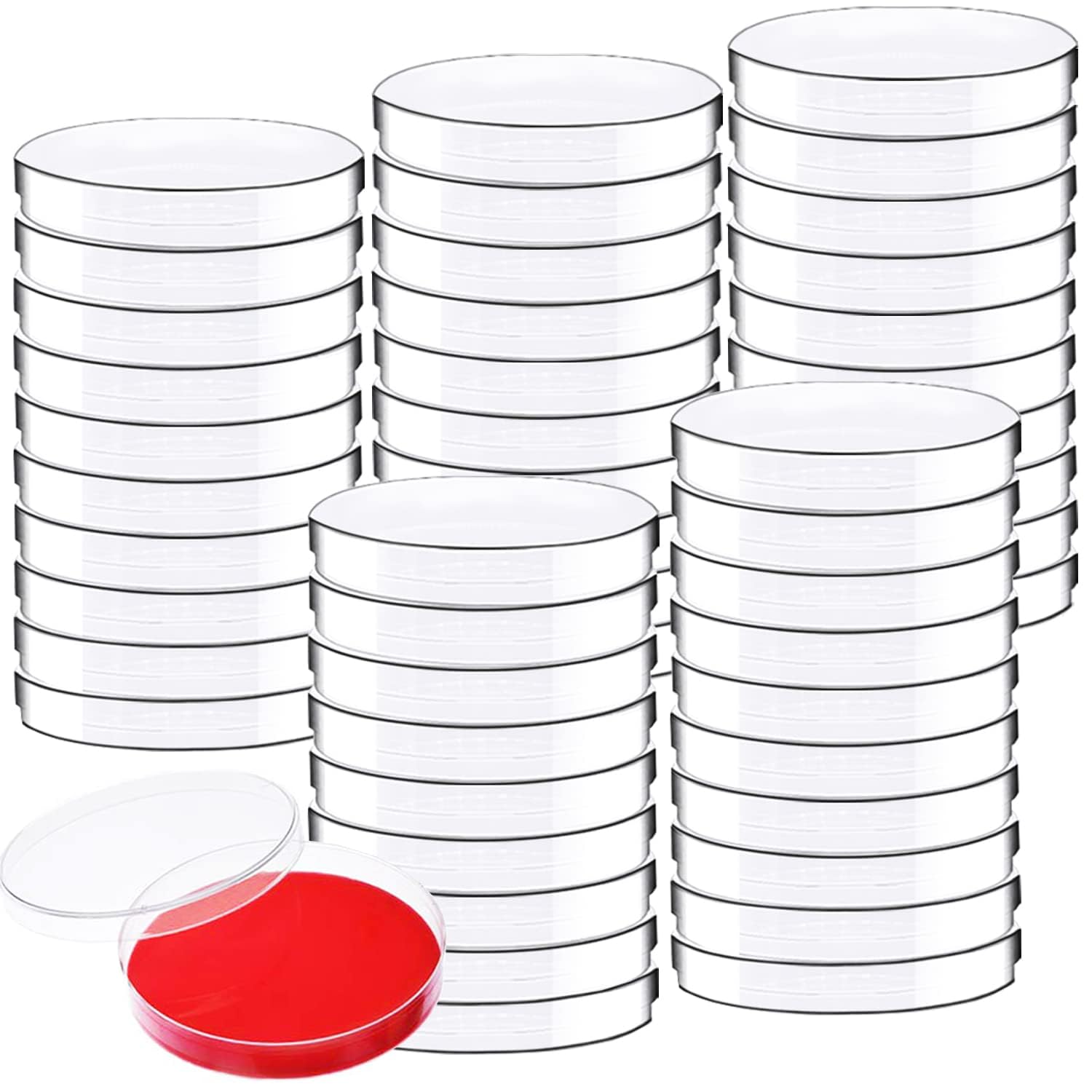 Lot de 50 boîtes de Petri en plastique stérile avec couvercles, 90 x 15 mm, boîtes de Petri stériles Bioresearch pour projets médicaux, biologiques, écoles scientifiques