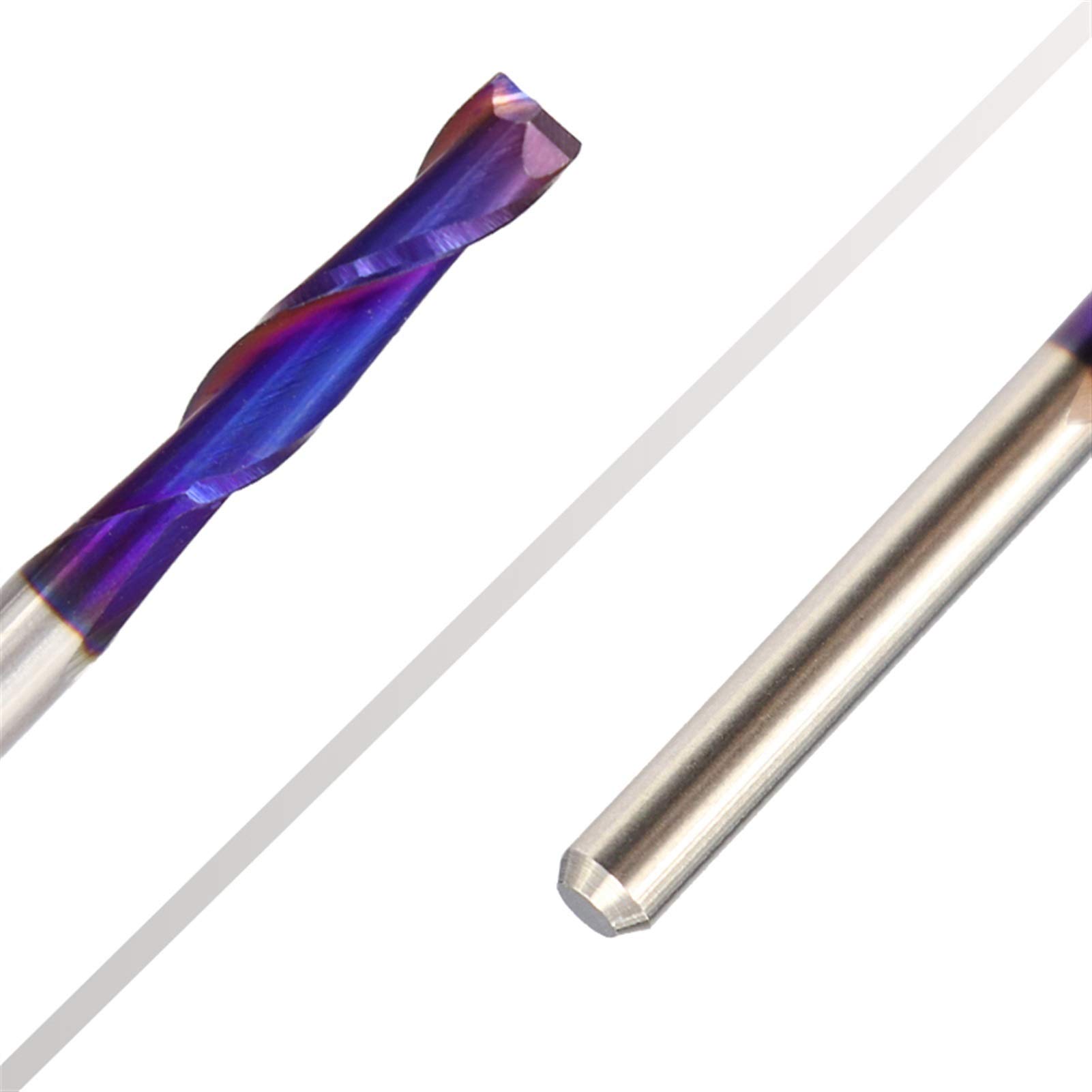 Zestaw frezów do obróbki drewna, frezy, 10 sztuk, trzpień 3,175 mm, powlekany, spiralny, płaski frez trzpieniowy, dwa (1,5 x 3,175 x 8 mm)