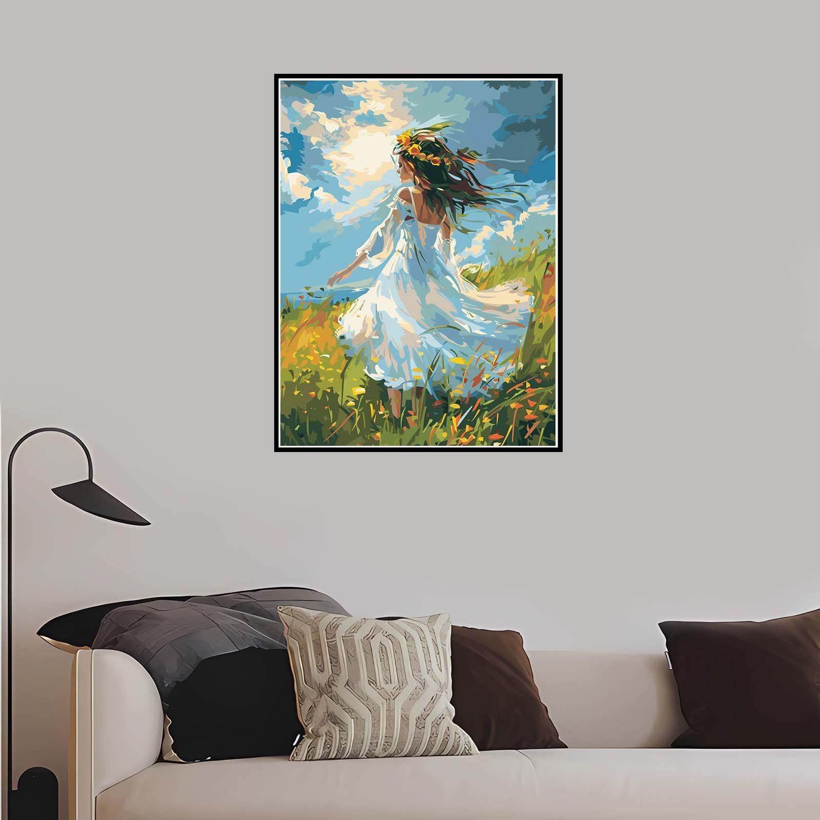 Dipingere con i Numeri per Adulti Ragazza,Dipingi Con i Numeri Bambini Hobby per Donne 6 7 8 9 anni,Paesaggio Painting by Numbers Kit Arte per Decorazione Della Casa con telaio 80x120 cm-DK132