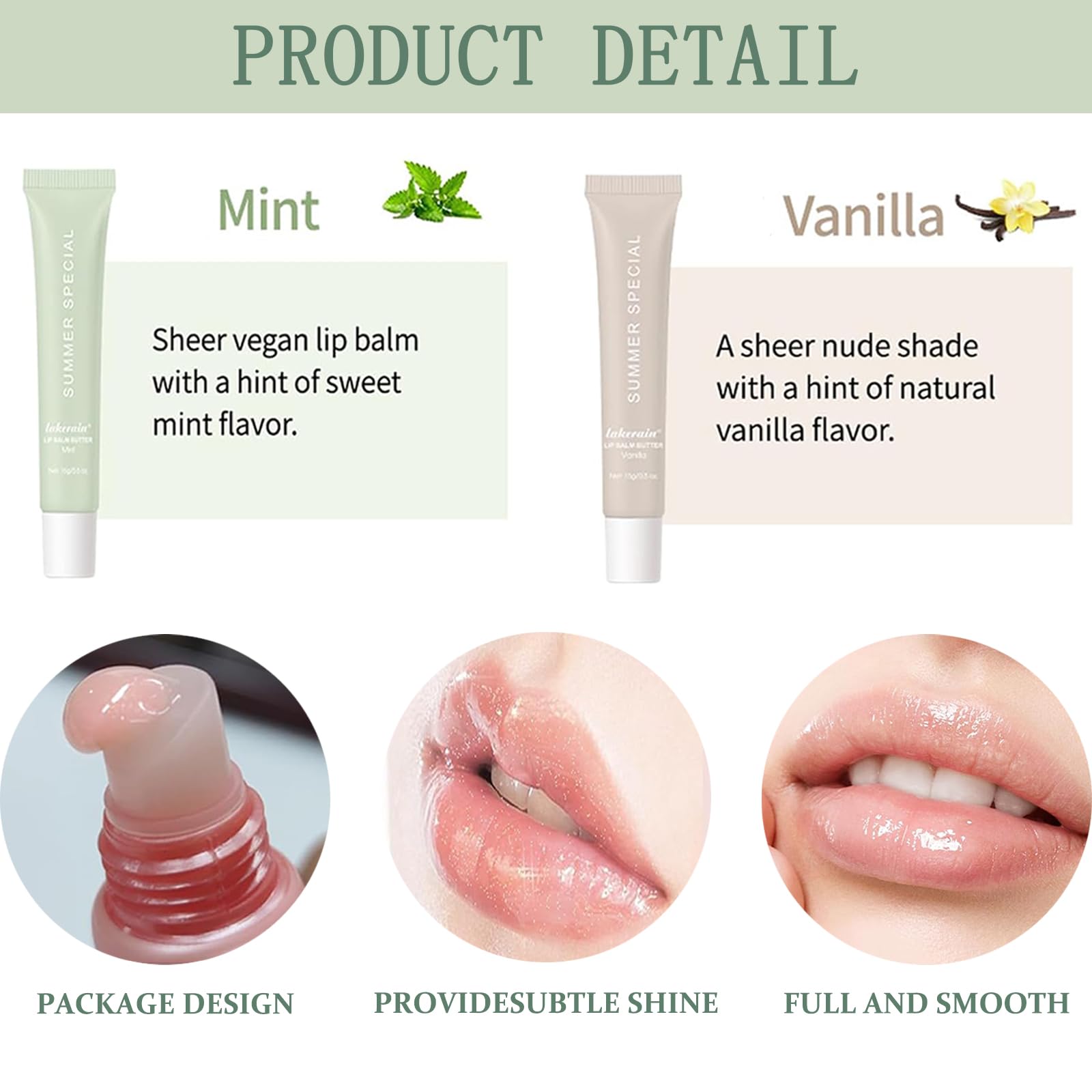 2 PCS Lip Balm, Natural Colored Moisturizing Gloss Oil Lipstick, not Sticky Perfect Shine Lip Care Oil, Moisture Lip Balm for Dry Lips - Image 3