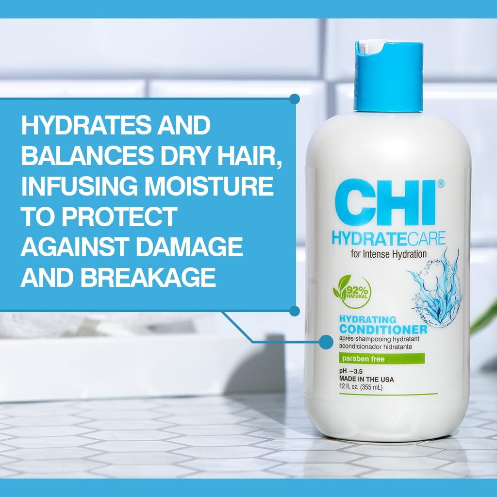 CHI HydrateCare Hydrating Conditioner, Balances Hair Moisture and Protects Against Damage and Hair Breakage, Sulfate, Paraben, & Cruelty-Free, 12 Oz - Image 4