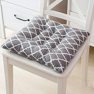 Juego De 4 Cojín Silla, Antideslizante Sabana De Algodon Respirable Cojín Acolchado Ultra Soft Cocina Y Cojín De Cena De La Silla Muchos Colores-Gris 4pcs-40x40x7cm