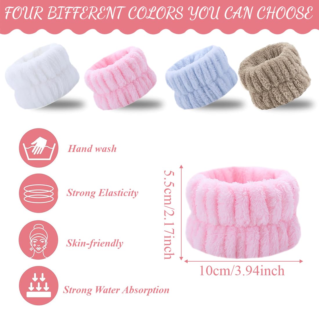 8 Piezas Pulseras de Mujer para Lavar la Cara Toallas de Muñeca Absorbentes Muñequera Banda de Sudor para Niñas Evitar Que el Agua Se Saiga Los Brazos