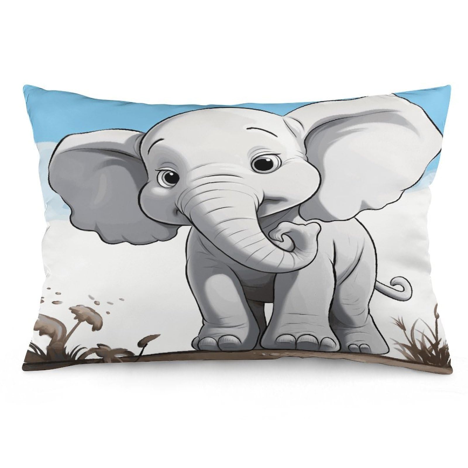 White Elephant Throw Pillow Covers with Silent Zipper Polyester Pillow Protectors Removable Pillow Cases Soft Pillowcase Cozy Pillow Sham Cushion Cover for Sofa Car Bed 20"x30"