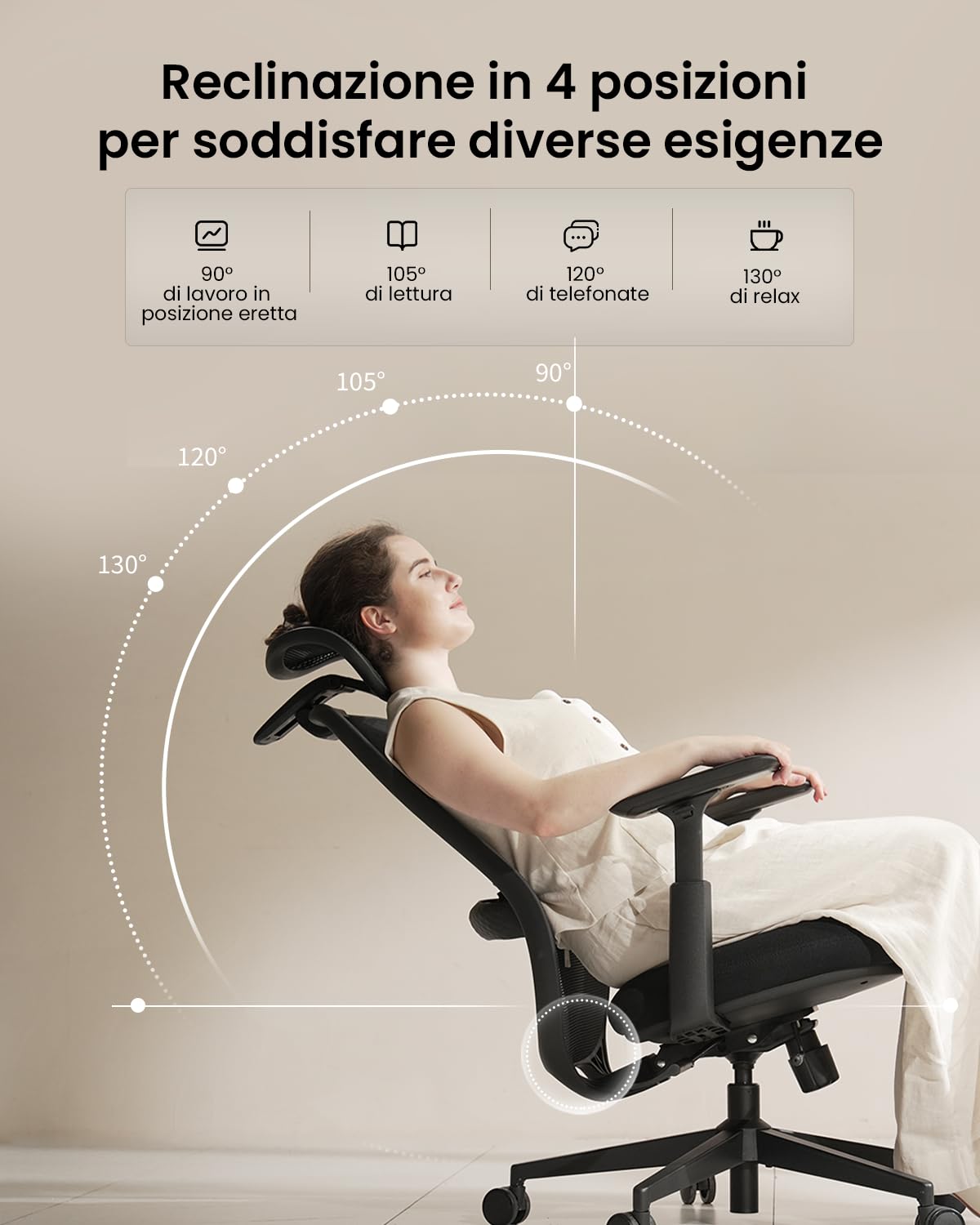 ProtoArc EC200 Sedia da Ufficio Ergonomica con Seduta Scorrevole, Nero | Sedia Scrivania Supporto Lombare Regolabile in Altezza e Profondità, Poggiatesta 3D, Schiuma 55D, Mesh, Girevole, per Casa