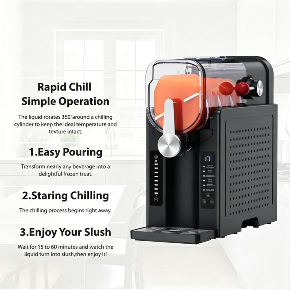 Macchina per granite domestica da 1,6 litri, senza bisogno di ghiaccio, con 6 programmi, display a LED, visualizzazione della temperatura in tempo reale, pulizia automatica e raffreddamento rapid
