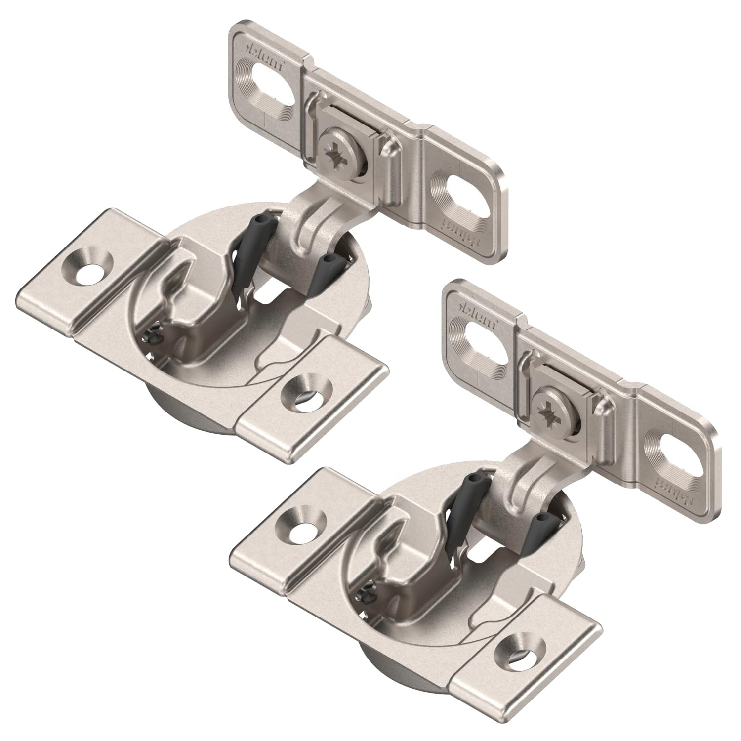Blum33B355AF22 Compact Face Fix Hinge 107° with Spring and Mounting Plate, incl Screws, Pack of 2