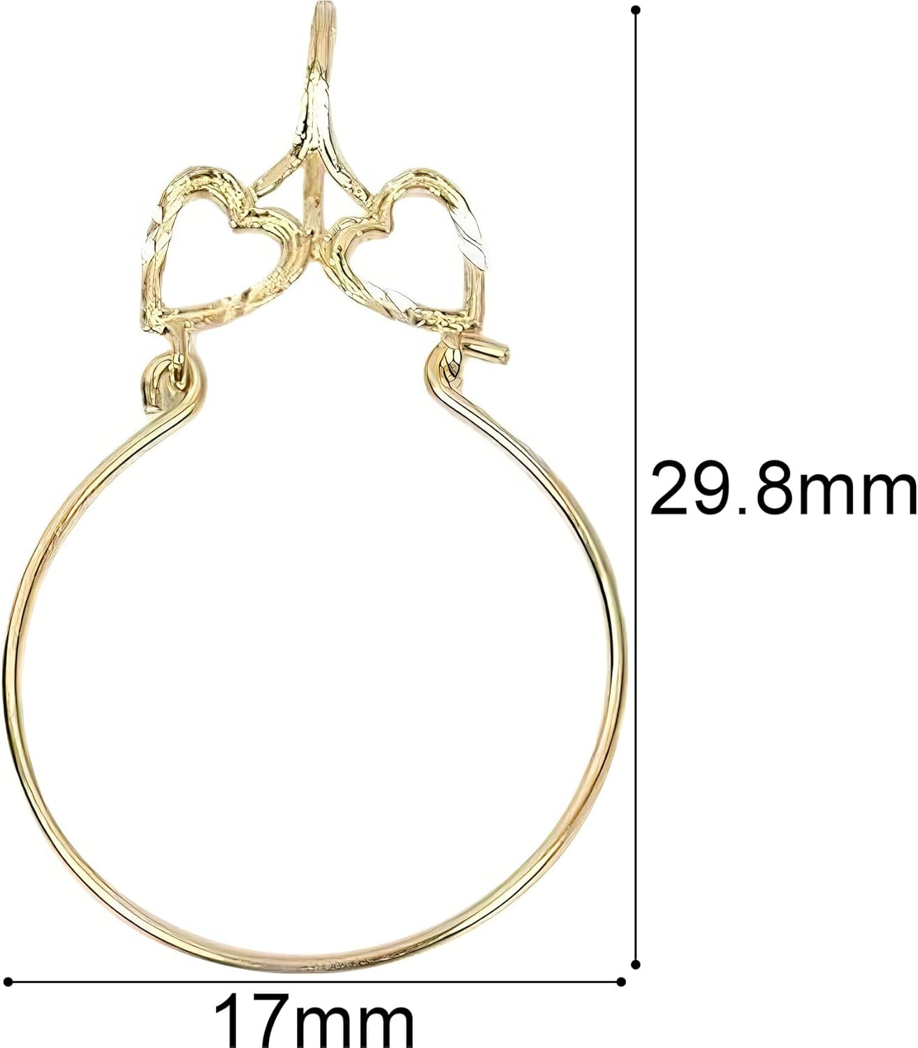 FindingKing 14K Gold Double Heart Charm Holder