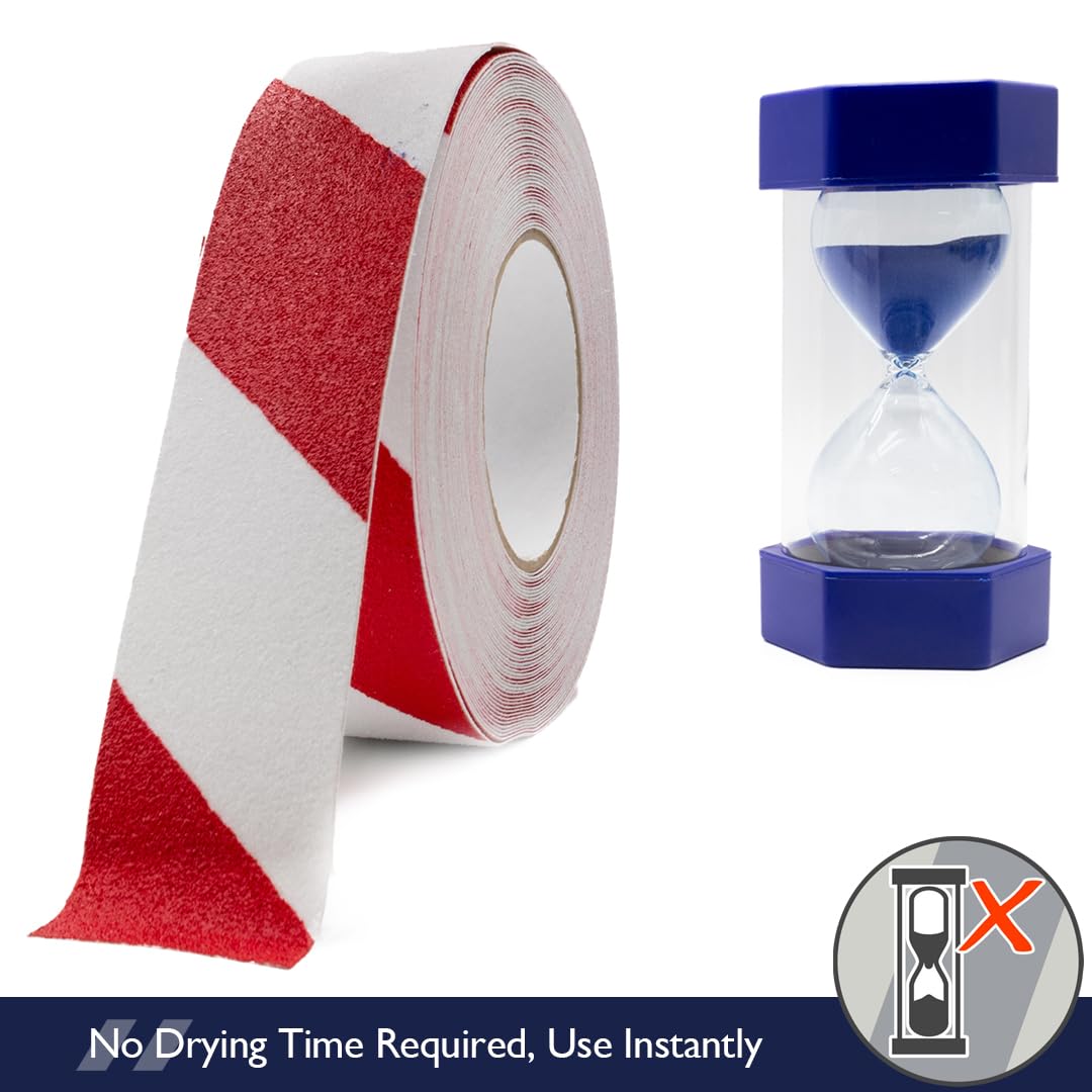 Heskins LLC Standard Red/White Hazard Anti Slip Grip Tape (2" x 60ft)