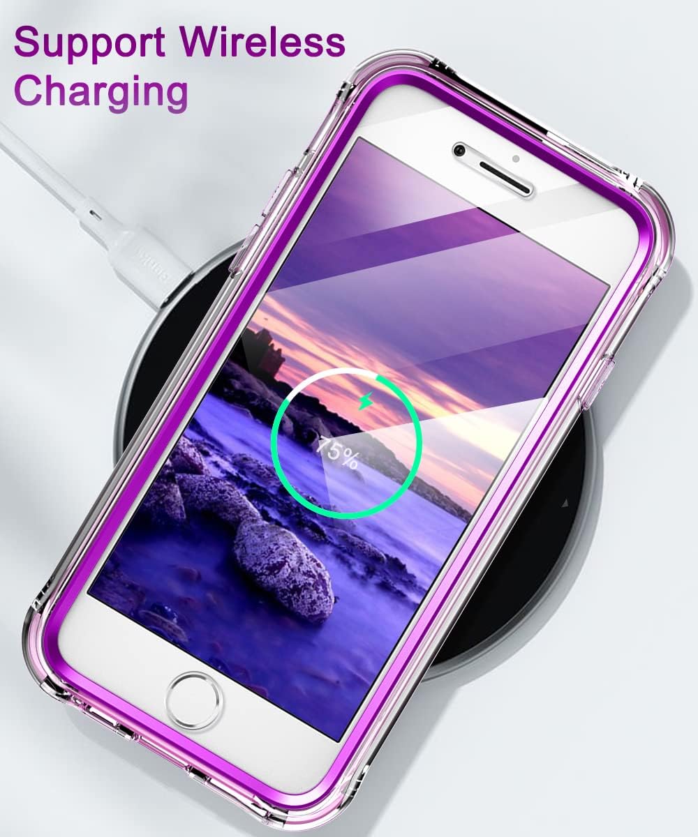 Hocase for iPhone 8 Plus Case, iPhone 7 Plus Case, (with Built-in Screen Protector) Shockproof Slim Soft TPU Full Body Protective Case for iPhone 8 Plus/7 Plus/6s Plus/6 Plus (5.5") - Colorful Flowers