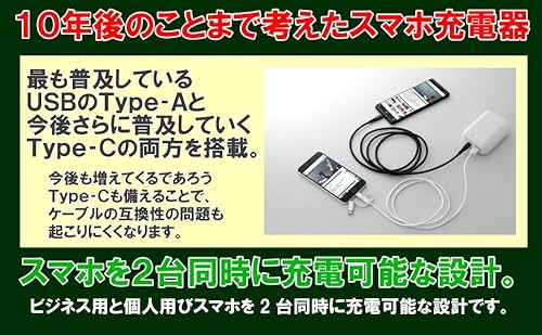 スターリングクラブ 10年保存乾電池付き2ポート乾電池式スマホ充電器 Type-C×1 Type-A×1 2台同時充電可能 充電ケーブルと単3アルカリ乾電池8本付属 モバイルバッテリー BP-838