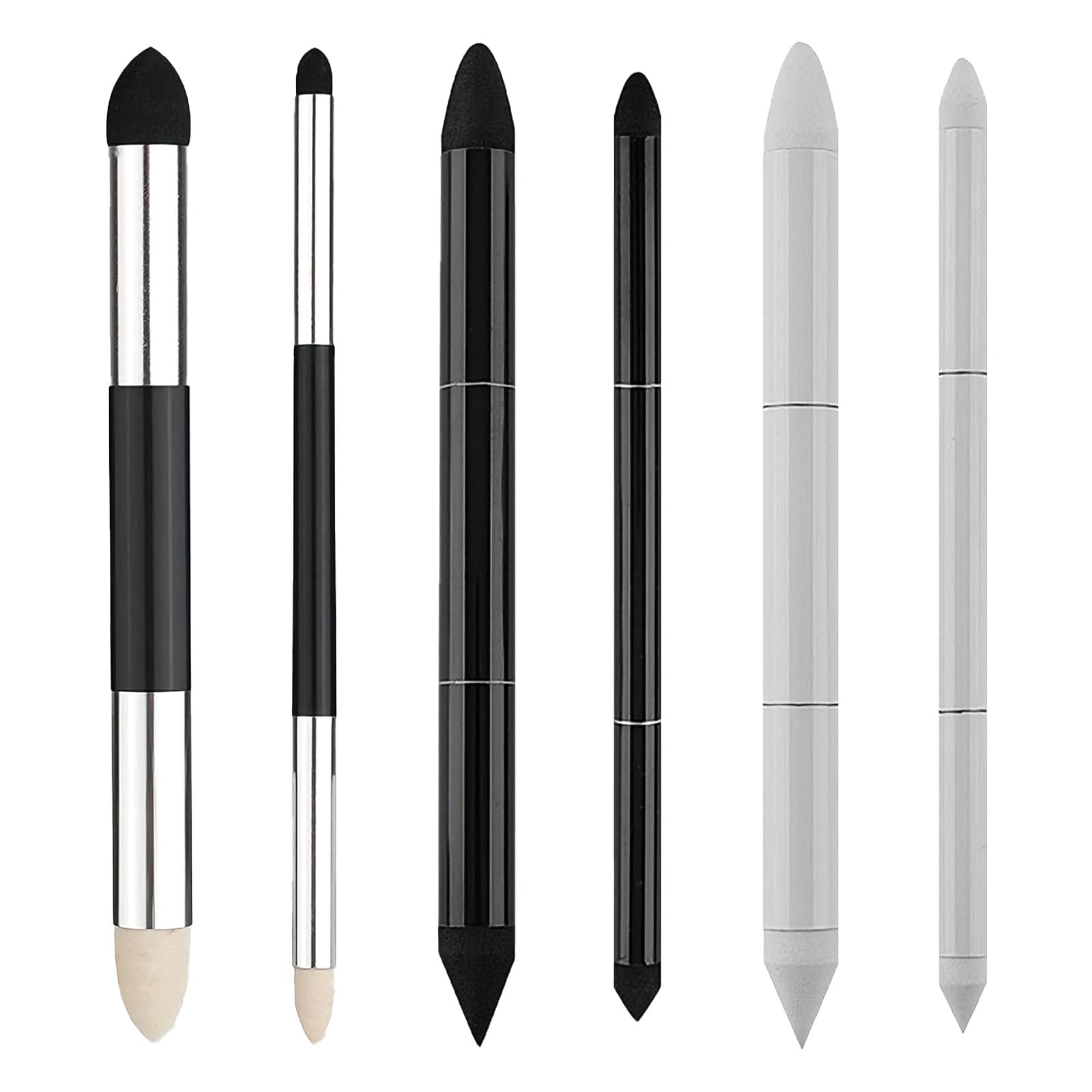COGVOHY 6 PCS Artist Blending Stumps, 2 Style Dual Tip Reusable Oil Pastel Tools Blending Sticks, Sketch Rubbing Sponge Brush for Beginners and Artist Lightening Highlight