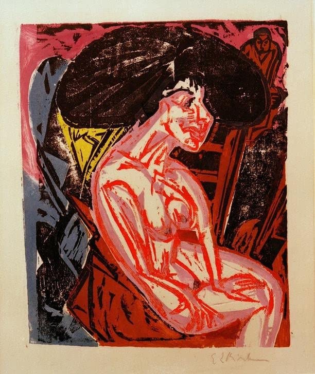 Poster Ernst Ludwig Kirchner The loved toile 50x70 cm pour deco art expressionniste
