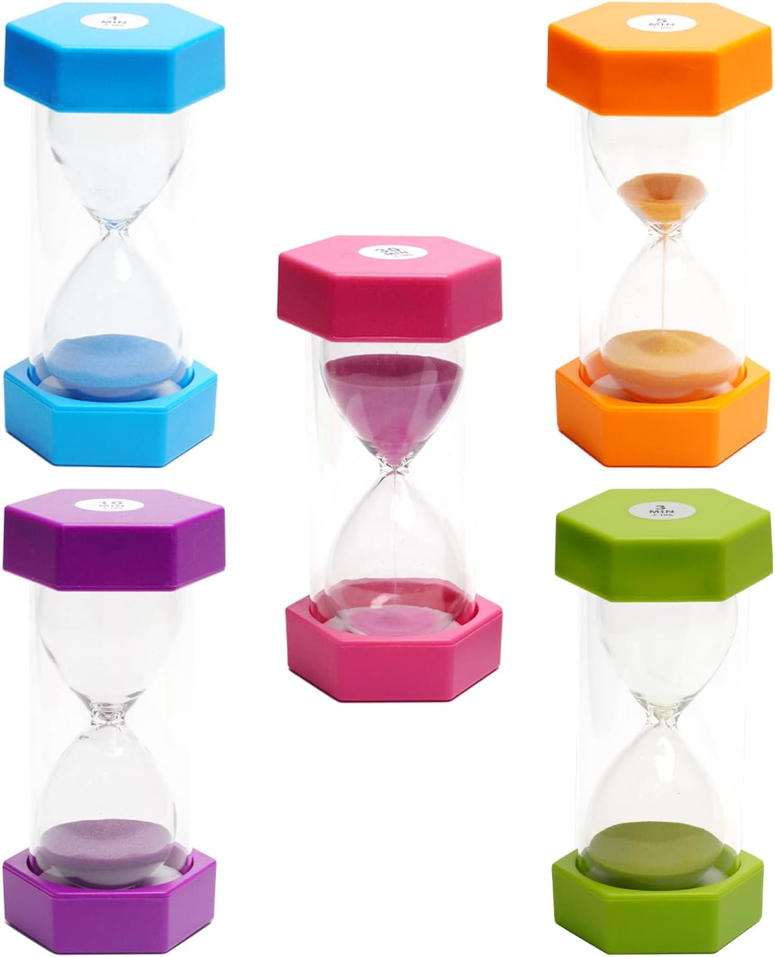5 Pack Sand Timer Colorful Sandglass Timer Hourglass Set Sand Clock