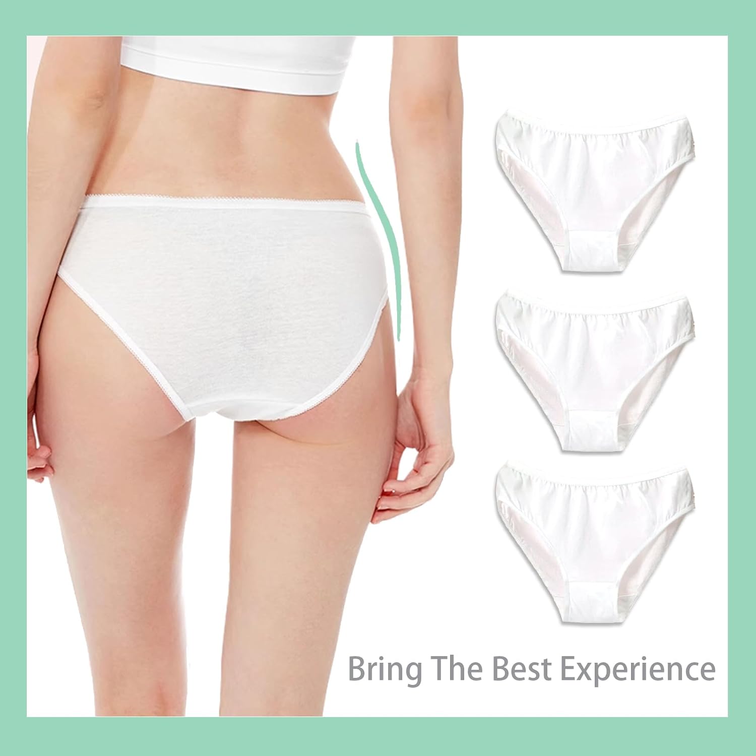Women's Disposable Panties Underwear Travel Panties Pure Cotton Emergencies Panties for Business Trip Travel Hotel Spa Hospital Stays Underpants White Large(7pcs/pk) - Image 9