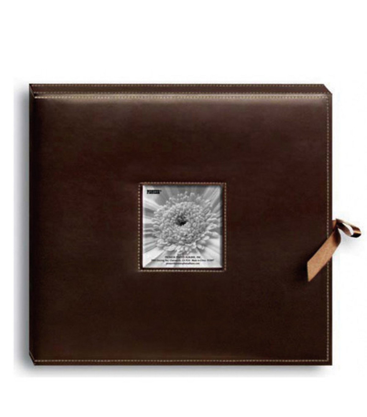 Pioneer 12 Inch by 12 Inch D-Ring Sewn Leatherette Scrapbook Box, Brown