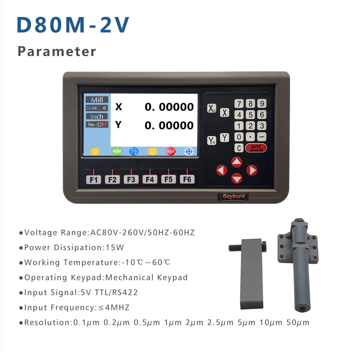 14X40 Table Lathe Machine Travel10inch 40inch Linear Scale 5um with 2 Axis DRO Display Digital Readout for Lathe Milling Machine,US Stock