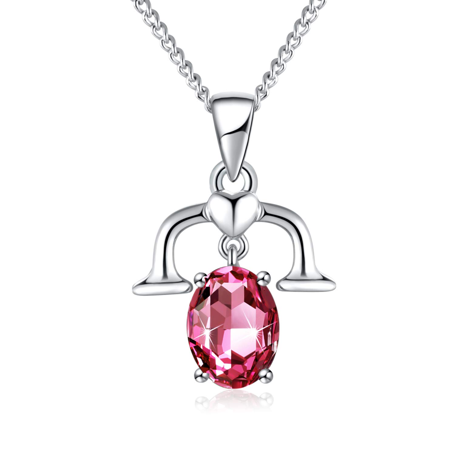 PLATO H Women Necklace Crystals Pendant 12 Zodiac Sign Charms Constellation Jewelry Birthstone Gifts