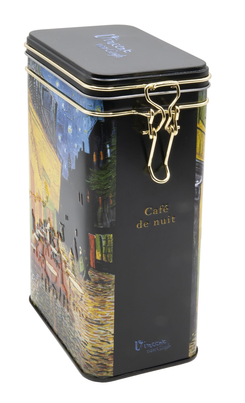 Fridolin 19403 - Vorratsdose/Kaffeedose aus Metall mit Bügelverschluss, Volumen ca. 1,4 Liter - Van Gogh: Cafe de Nuit