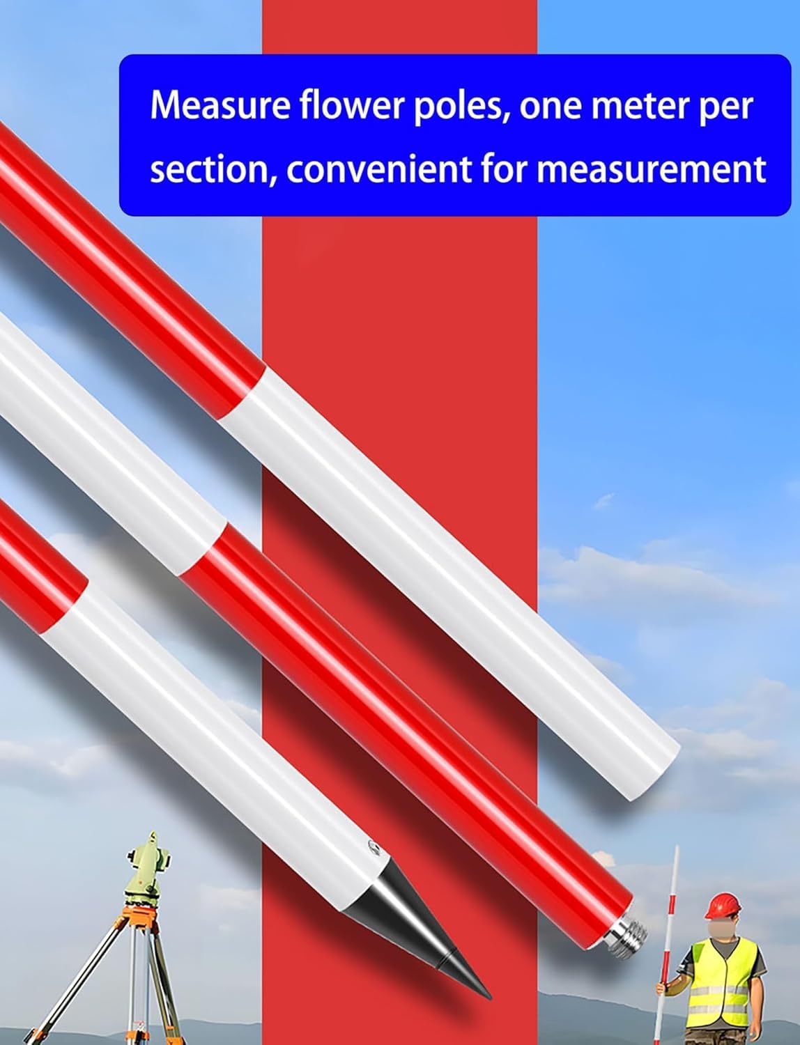 Aluminiowy słup geodezyjny do tyczenia konstrukcji geodezyjnych(6.6 ft)
