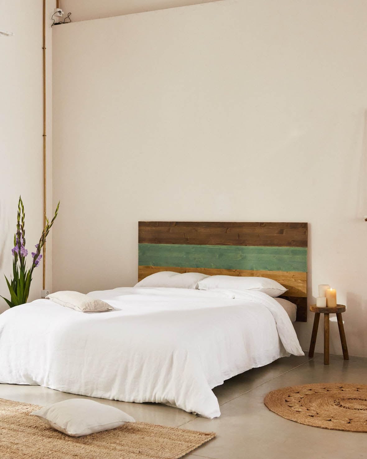 HANNUN - Cabecero de Cama Nala | Madera Maciza de Abeto | Estilo Étnico | Color Natural | 165 x 100 cm (Queen Size)