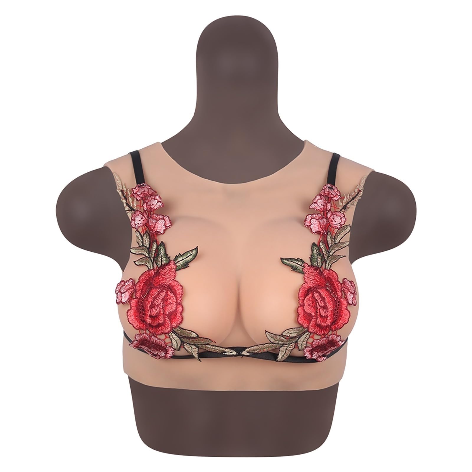 ALKANI Cuello Redondo de Media Longitud de Silicona Formas de Mama Falsos Pechos Realzadores de algodón de Relleno Adecuado para Mastectomía Prótesis de Halloween Navidad (Size : C~1200G)