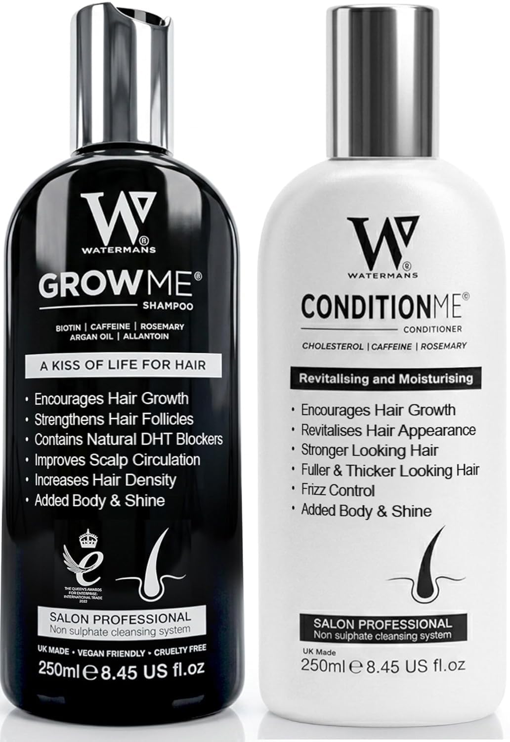 Crecimiento del Cabello Champú y Acondicionador por Watermans – Paquete combinado – puede reducir la pérdida de pelo