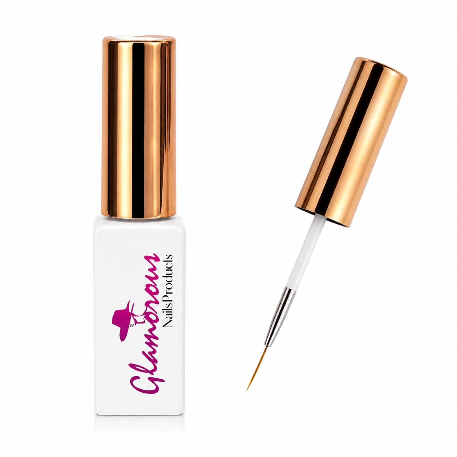 Glamorous Nails Products Chrome Liner, Nail Art Brush Applicator, Metallic Finish, for Intricate Nail Designs | Easy to Use Application, Thin Precision Brush Applicator-image-12