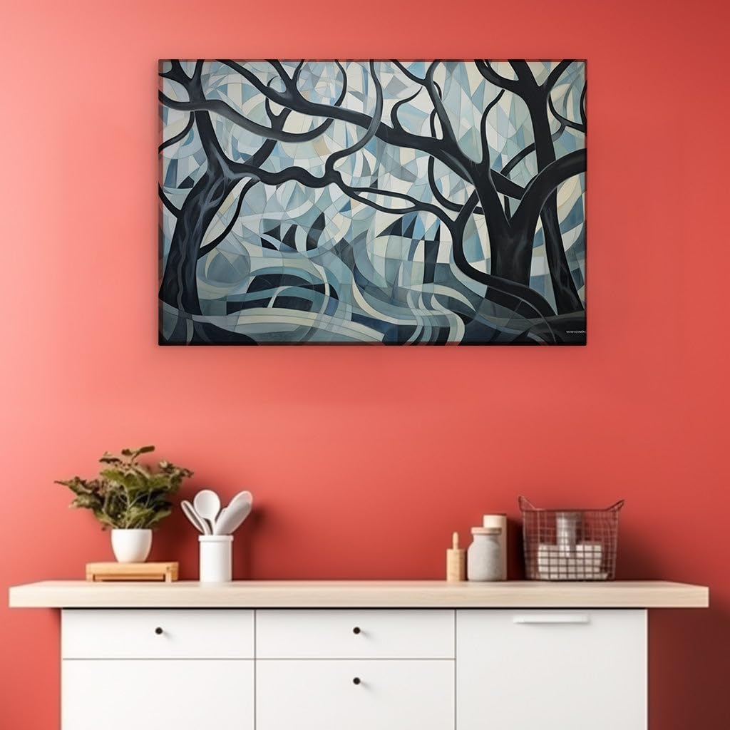 Canvas for Living room. Whispering Woods: An Abstract Vista of Mystique and Contemplation, 27 x 18 inch Canvas Wall Art - Contemporary Masterpieces - Modern Home Decor